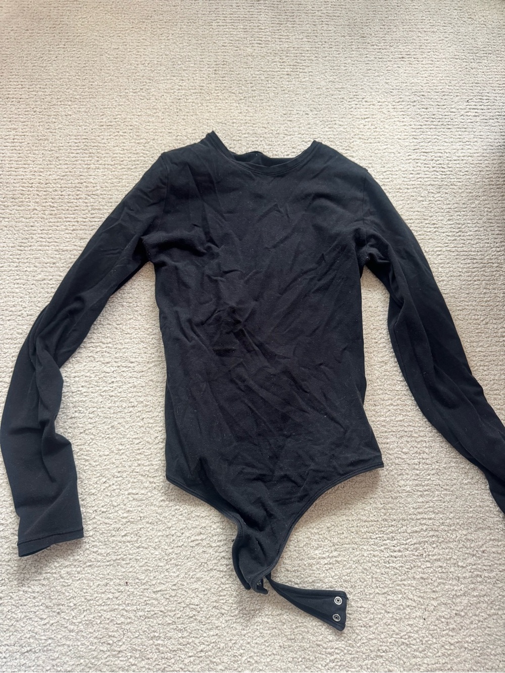 Quince Black Long-Sleeve Crewneck Bodysuit
